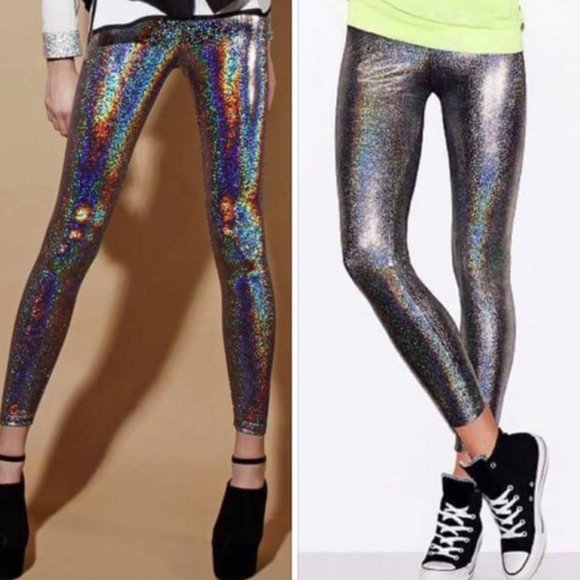 PINK Victoria's Secret Pants - PINK Victoria's Secret Metallic Glitter Holographic Leggings